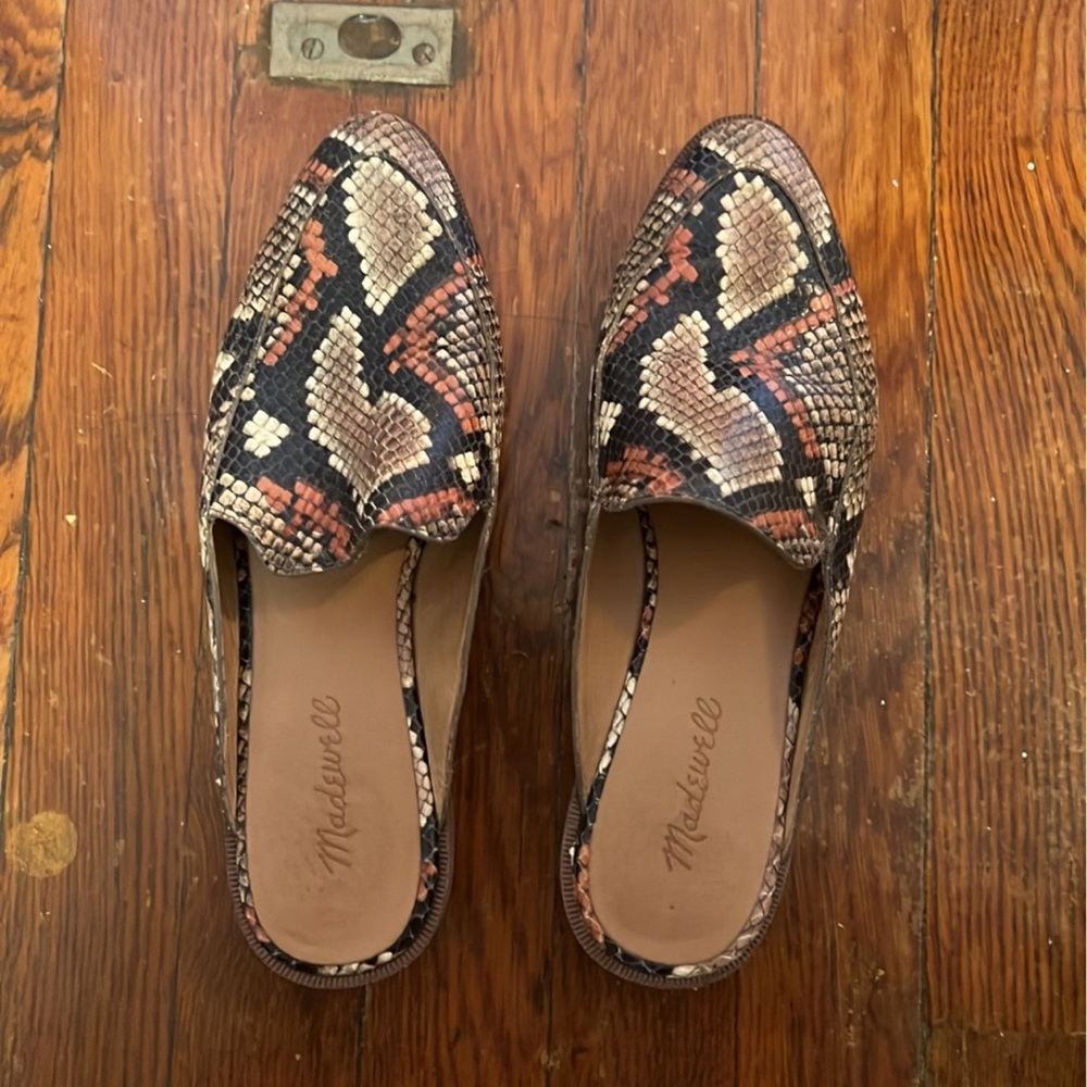 Madewell snake embossed mules